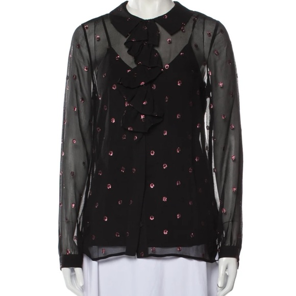Coach Black Sheer Blouse with Pink Accents - Picture 2 of 3